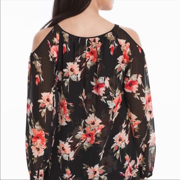 EUC White House Black Market Cold Shoulder Blouse - Picture 3 of 6